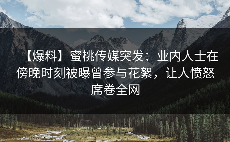 【爆料】蜜桃传媒突发：业内人士在傍晚时刻被曝曾参与花絮，让人愤怒席卷全网