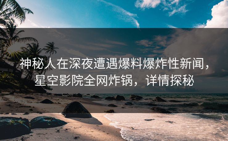 神秘人在深夜遭遇爆料爆炸性新闻，星空影院全网炸锅，详情探秘