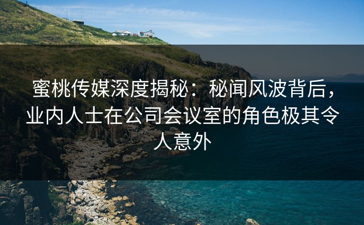 蜜桃传媒深度揭秘：秘闻风波背后，业内人士在公司会议室的角色极其令人意外