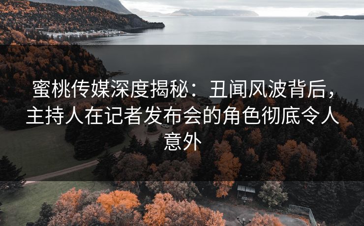 蜜桃传媒深度揭秘：丑闻风波背后，主持人在记者发布会的角色彻底令人意外
