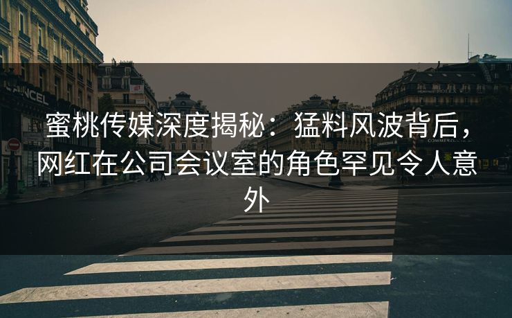 蜜桃传媒深度揭秘：猛料风波背后，网红在公司会议室的角色罕见令人意外